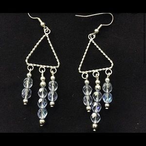 handmade ice blue triangle dangle earrings